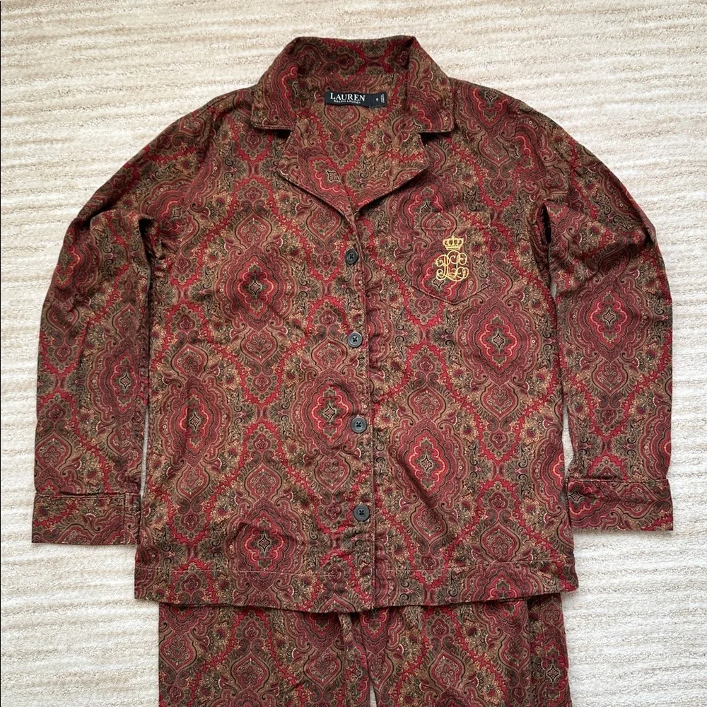 EUC Lauren Ralph Lauren Women's 2-Pc. Paisley-Print Pajamas Set Size Small